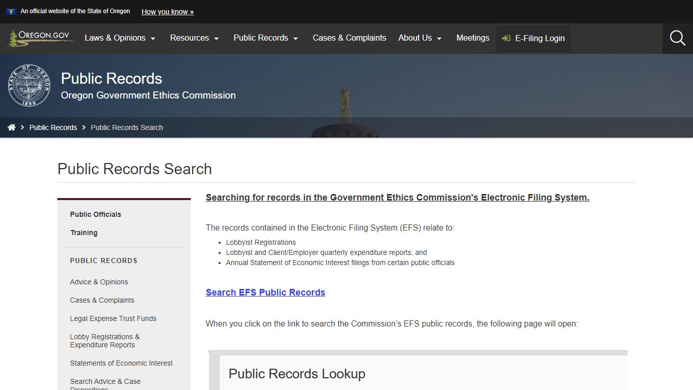 Public Records Search - State of Oregon
